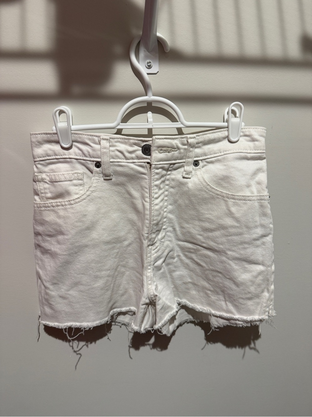 Lucky Brand White Frayed Hem Denim Shorts